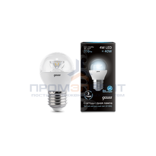 Лампа Gauss LED Globe Crystal clear 3W E27 4100K 1/10/100