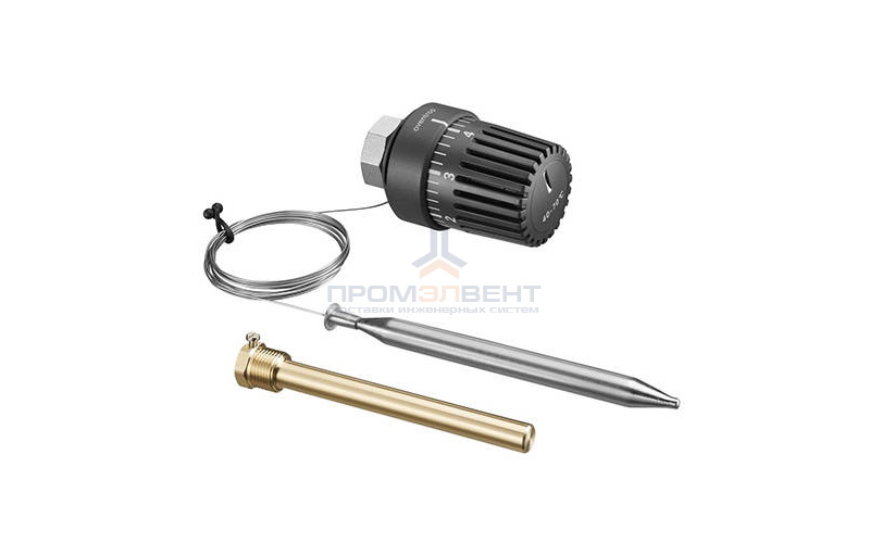 Головка термостатическая Oventrop Tri-D - M30x1.5 (50-80°C, с погружным датчиком 2 м., цвет черный)