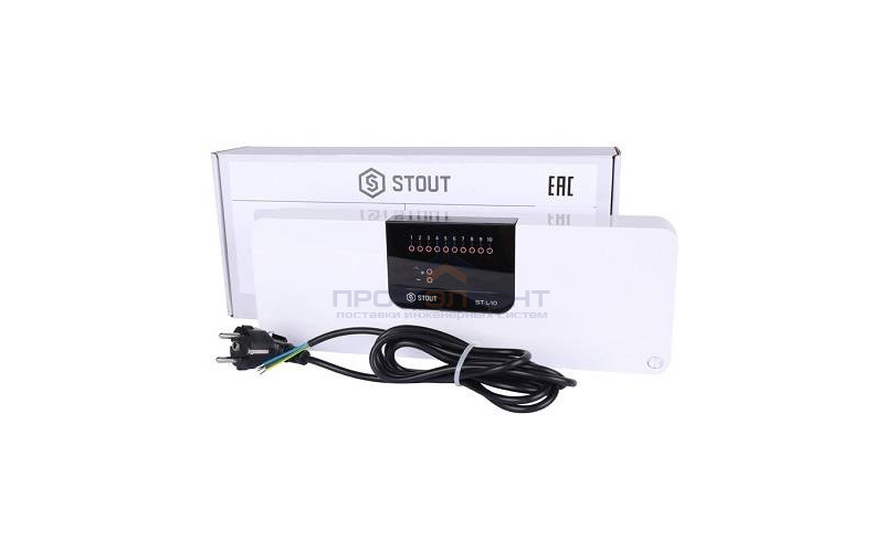 Контроллер термостатических клапанов проводной STOUT L-10 (на 10 зон управления, 230В)