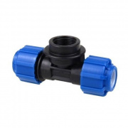 Тройник с переходом на внутреннюю резьбу Политэк - 25 x 1/2" (винтовой, для труб ПНД)