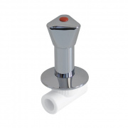 Кран вентильный под штукатурку с удлиненной ручкой KALDE - 20 (для полипроп.труб, цвет белый)