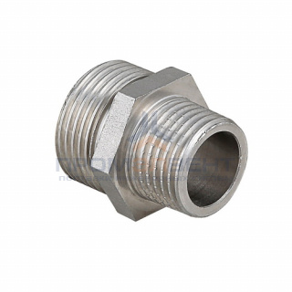 Ниппель латунный резьбовой переходной STOUT - 3" x 2"1/2 (никелированный)