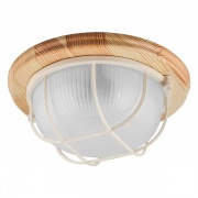 Светильник для бани термостойкий 130° на деревянной основе Клен, IP54 E27 круг решетка НБО 03-60-012
