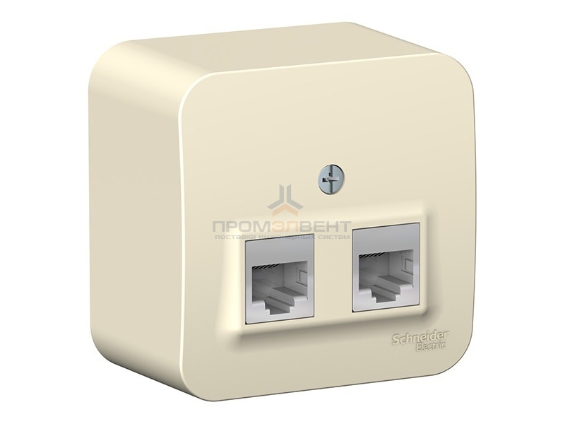 Розетка двойная RJ45 + RJ11 Blanca Schneider Electric молочная изол.пластина