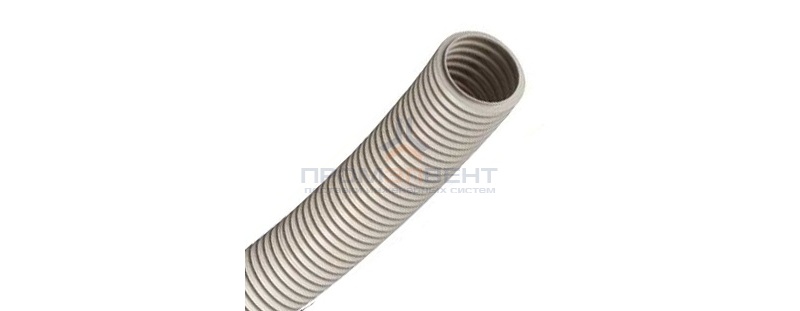 Труба ПВХ гибкая гофр. д.25мм, лёгкая без протяжки, цвет серый [бухта 50м]