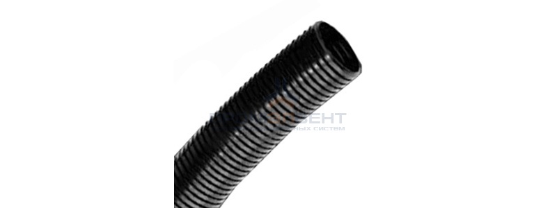 Труба PA6V0, гибкая гофр. д.13мм, без протяжки, цвет тёмно-серый [бухта 100м]