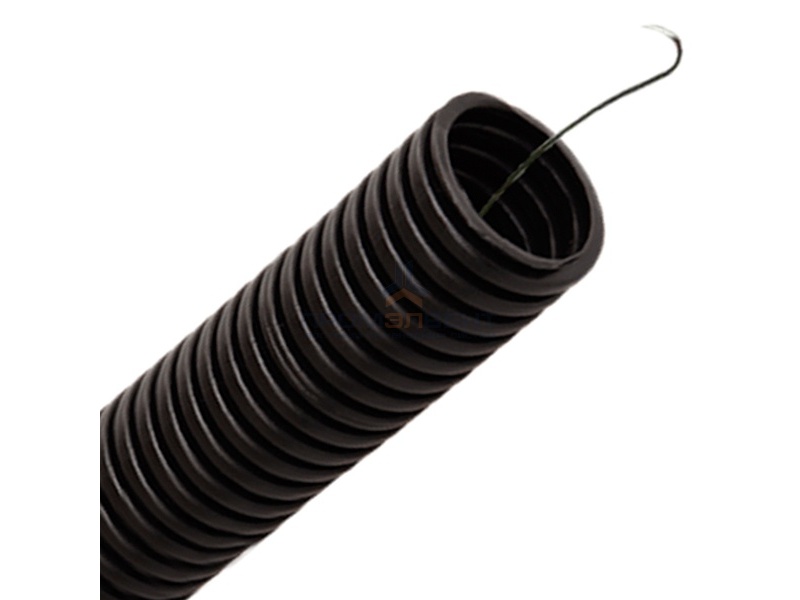 Труба гофрированная ПНД HF d40мм с протяжкой безгалогенная стойкая к ультрафиолету черная [15м]