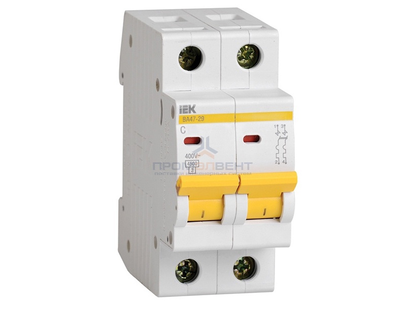 Автоматический выключатель ВА47-29 2Р 63А 4,5кА характеристика С ИЭК (автомат)