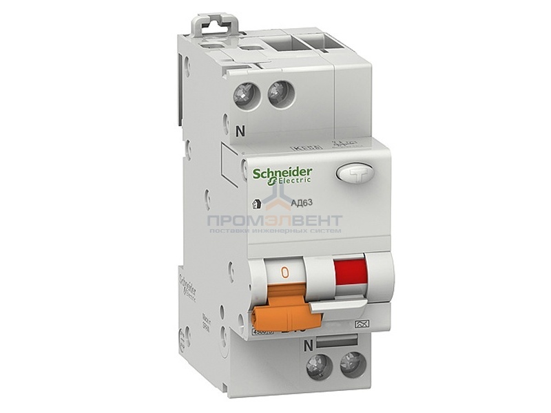Дифференциальный автомат Schneider Electric АД63 1п+н 25A 300MA 4,5кА C